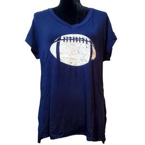 Football GAME DAY Blue Short Sleeve Women's Medium graphic print T-shirt Medium
